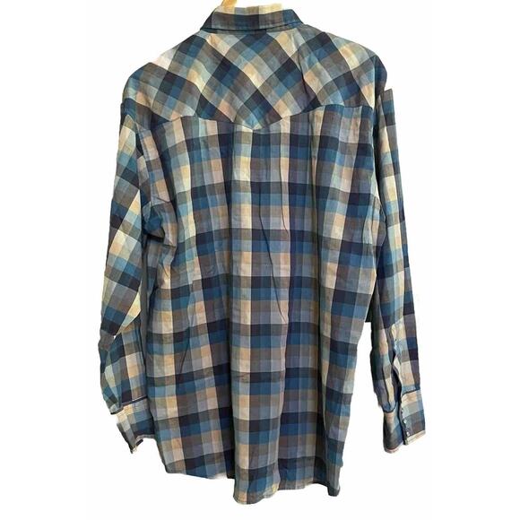 Youngbloods Western Shirt‎ Pearl Snap Long-sleeve Plaid Vintage Mens Large - Picture 2 of 6